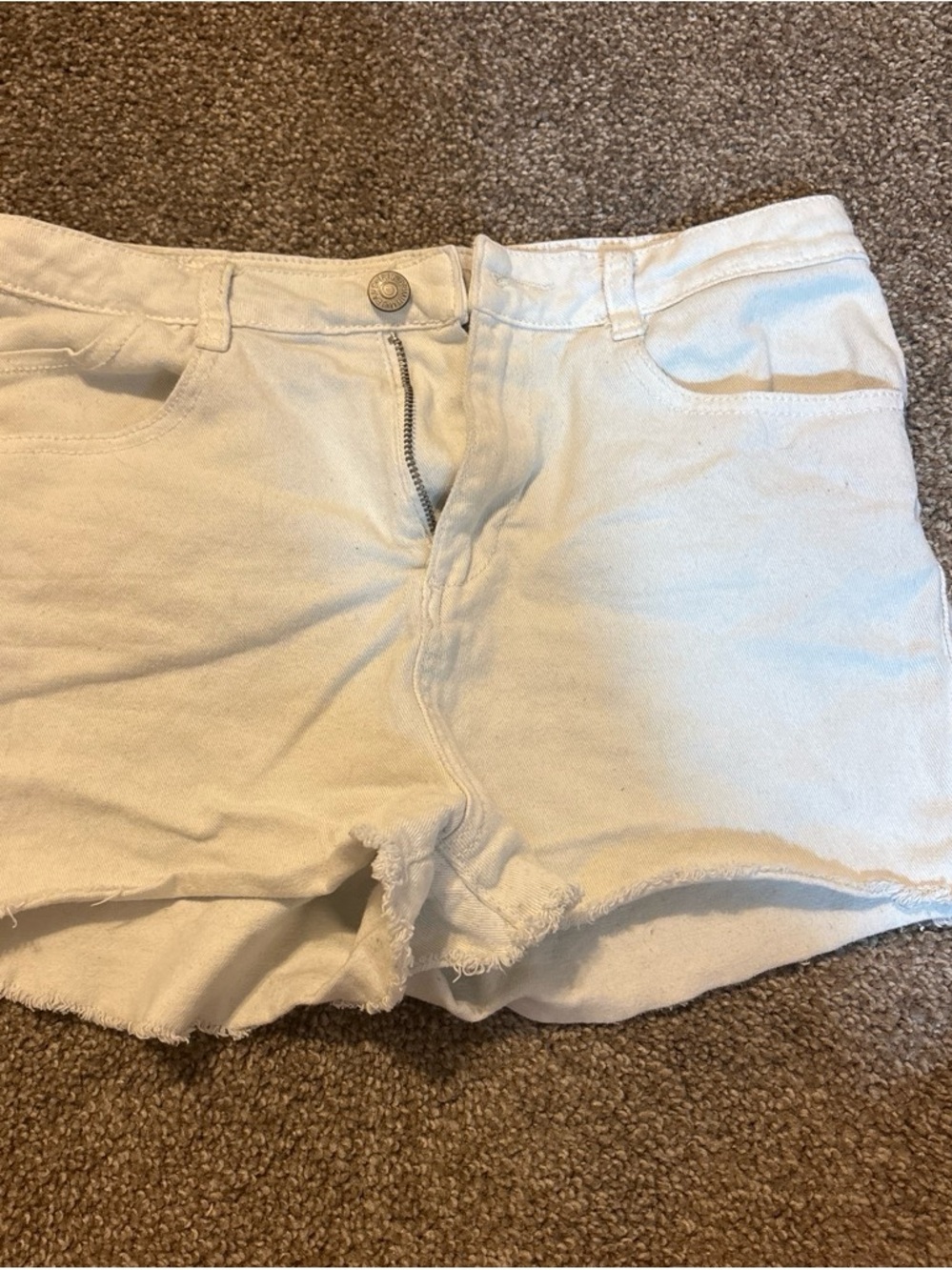 High-Rise White Denim Cutoff Shorts